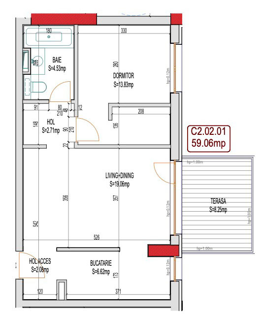 Rate la dezvoltator - Apartament 2 camere tip 1 - C2 impar