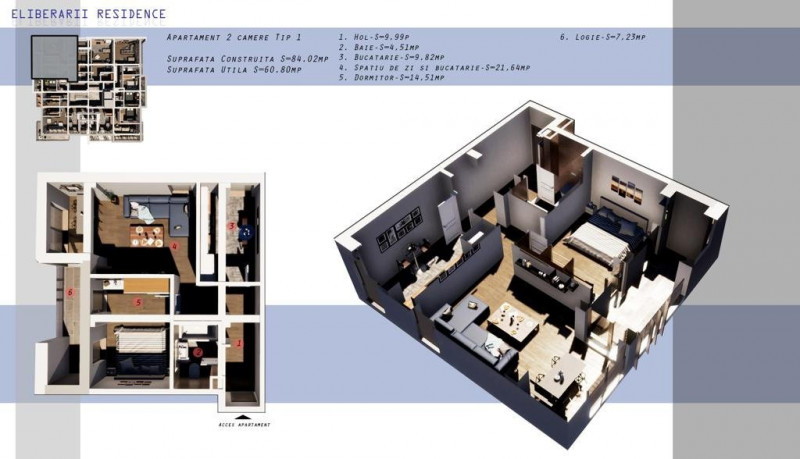 COMISION 0% ELIBERARII RESIDENCE -  INEL II  - Apartament 2 camere TIP 1 